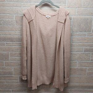 Mudd Women's Medium Light Pink  Long Cardigan Duster Hooded Sweater Y2K